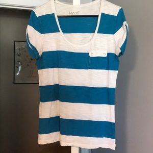 Blue and white striped Tee